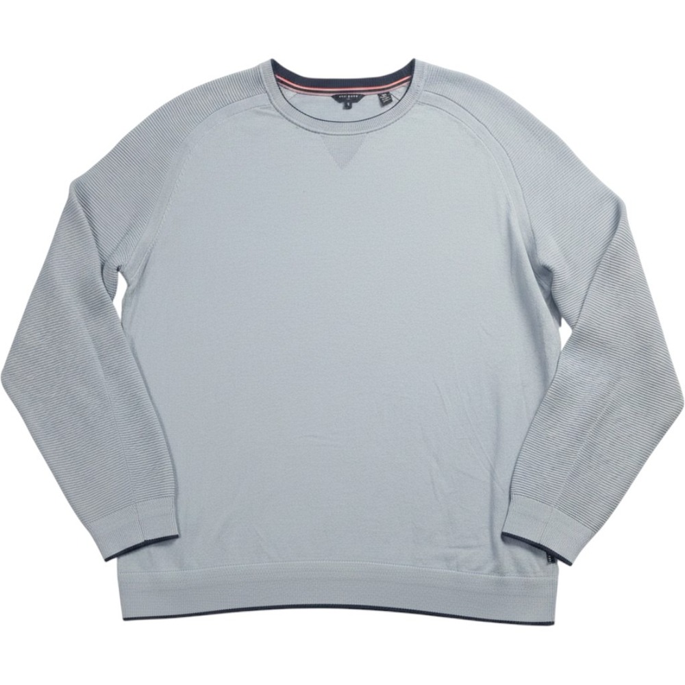Ted Baker London Kayfed Light Blue Ribbed Sleeve Crewneck Sweater Size 6
